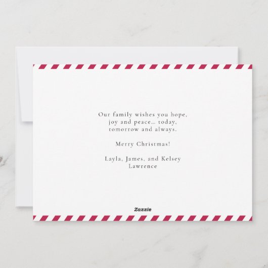 赤エレガント平和ホープ信仰応援クリスマスフォト シーズンカード (裏面)