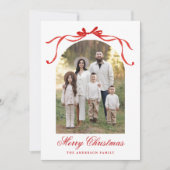赤エレガント弓クリスマス4写真 シーズンカード (正面)