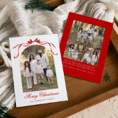 赤エレガント弓クリスマス4写真 シーズンカード