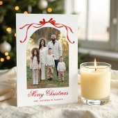 赤エレガント弓クリスマス4写真 シーズンカード