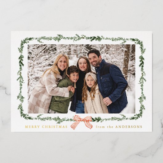 赤エレガント弓グリーンリーガーランド2写真 箔シーズンカード (正面)