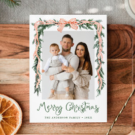 赤エレガント弓ストライプの緑4枚 シーズンカード