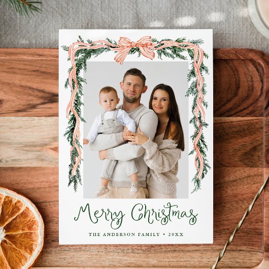 赤エレガント弓ストライプの緑4枚 シーズンカード