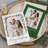 赤エレガント弓ストライプの緑4枚 シーズンカード