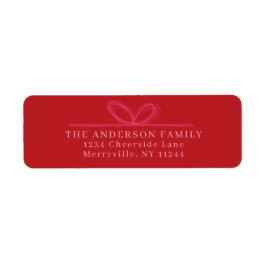 赤エレガント弓「ハッピーホリデー」クリスマスフォト ラベル