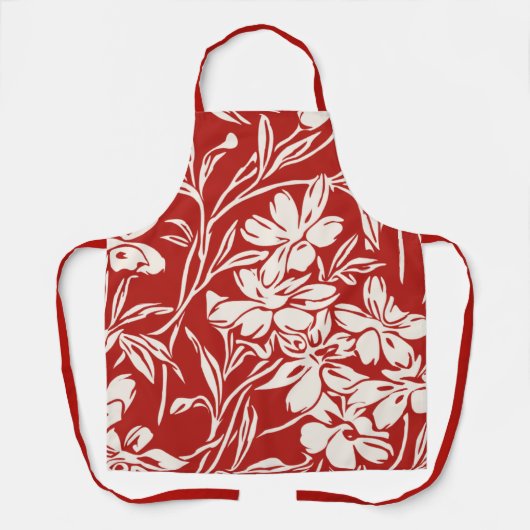 赤エレガント抽象芸術フローライラストレーションパターン エプロン (正面)