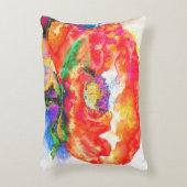 赤エレガント抽象芸術フローラ水絵画色 アクセントクッション (正面(垂直))