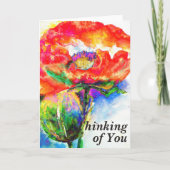 赤エレガント抽象芸術フローラ水絵画色 カード (正面)