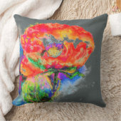 赤エレガント抽象芸術フローラ水絵画色 クッション (ブランケット)