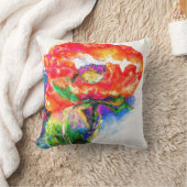 赤エレガント抽象芸術フローラ水絵画色 クッション (ブランケット)