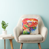 赤エレガント抽象芸術フローラ水絵画色 クッション (椅子)