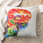 赤エレガント抽象芸術フローラ水絵画色 クッション (ブランケット)