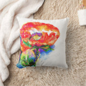 赤エレガント抽象芸術フローラ水絵画色 クッション (ブランケット)