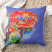 赤エレガント抽象芸術フローラ水絵画色 クッション (ブランケット)