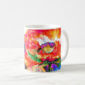 赤エレガント抽象芸術フローラ水絵画色 コーヒーマグカップ (正面右)