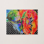 赤エレガント抽象芸術フローラ水絵画色 ジグソーパズル (横)