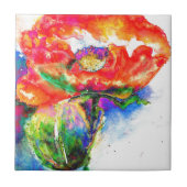 赤エレガント抽象芸術フローラ水絵画色 タイル (正面)