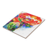 赤エレガント抽象芸術フローラ水絵画色 タイル (側面)