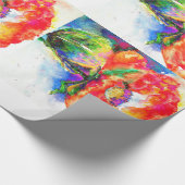 赤エレガント抽象芸術フローラ水絵画色 ラッピングペーパー (角)