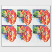 赤エレガント抽象芸術フローラ水絵画色 ラッピングペーパー (フラット)