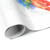 赤エレガント抽象芸術フローラ水絵画色 ラッピングペーパー (ロールコーナー)