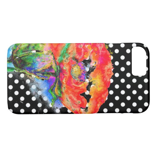 赤エレガント抽象芸術フローラ水絵画色 Case-Mate iPhoneケース (裏面(横))