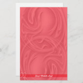 赤エレガント抽象芸術上のストロークパーソナライズされた 便箋 (正面/裏面)