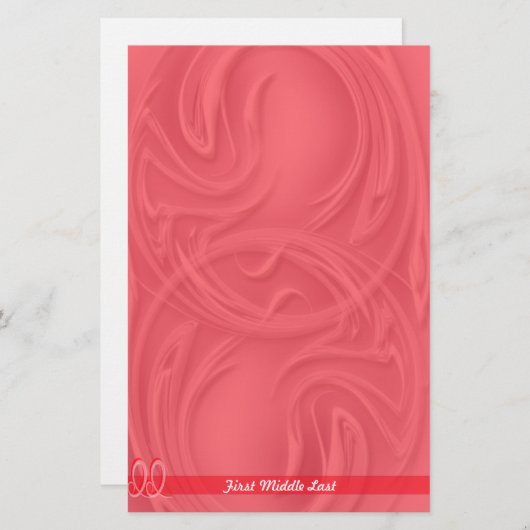 赤エレガント抽象芸術上のストロークパーソナライズされた 便箋 (正面/裏面)