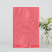 赤エレガント抽象芸術上のストロークパーソナライズされた 便箋 (スタンド正面)