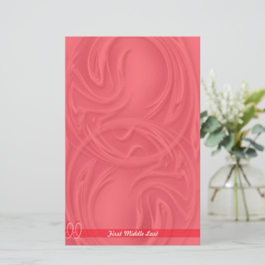 赤エレガント抽象芸術上のストロークパーソナライズされた 便箋 (スタンド正面)