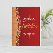 赤エレガント招待状の白とオレンジ 招待状 (スタンド正面)