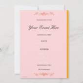 赤エレガント招待状の白とオレンジ 招待状 (裏面)