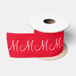 赤エレガント文字カスタムイニシャルモノグラム数 サテンリボン