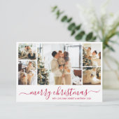 赤エレガント文字コラージクリスマスホリデーカード 招待状 (スタンド正面)