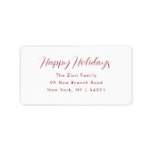赤エレガント文字ホリデー差出人住所ラベル ラベル (正面)