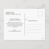 赤エレガント文字メリークリスマスフォトコラージュ シーズンポストカード (裏面)