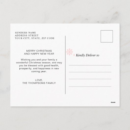 赤エレガント文字メリークリスマスフォトコラージュ シーズンポストカード