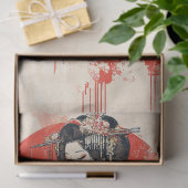 赤エレガント日の芸者 – ヴィンテージア日本のート 薄葉紙 (ギフト)