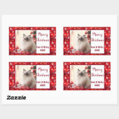 赤エレガント星ホリデーフォト 長方形シール (シート)