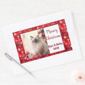 赤エレガント星ホリデーフォト 長方形シール (封筒)