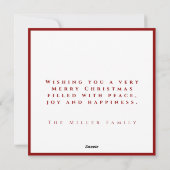 赤エレガント星モダン聖降誕祭 シーズンカード (裏面)