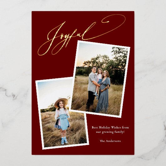 赤エレガント書写真妊娠 箔シーズンカード (正面)