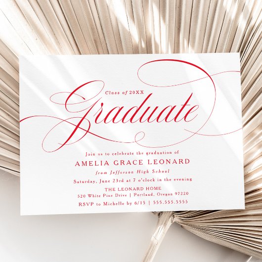 赤エレガント書卒業会 招待状