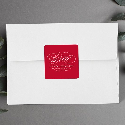 赤エレガント書卒業 スクエアシール