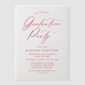 赤エレガント書字幕卒業パーティー ベラム紙招待状 (正面)