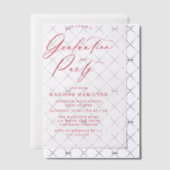 赤エレガント書字幕卒業パーティー ベラム紙招待状 (オフセット (招待状))