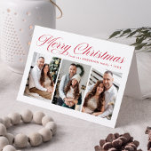 赤エレガント書道楽しいクリスマス3写真 シーズンカード