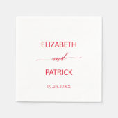 赤エレガント書道結婚の スタンダードカクテルナプキン (正面)