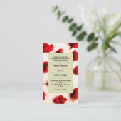 赤エレガント板結婚式招待状テンプレート 名刺 (スタンド正面)