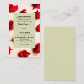 赤エレガント板結婚式招待状テンプレート 名刺 (正面/裏面)